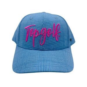 Top Golf Adjustable Women’s Baseball Hat NWT NEW Blue Pink Plaid